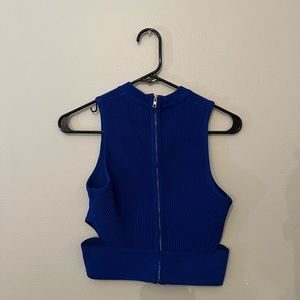 Blue Cut-Out Crop Top